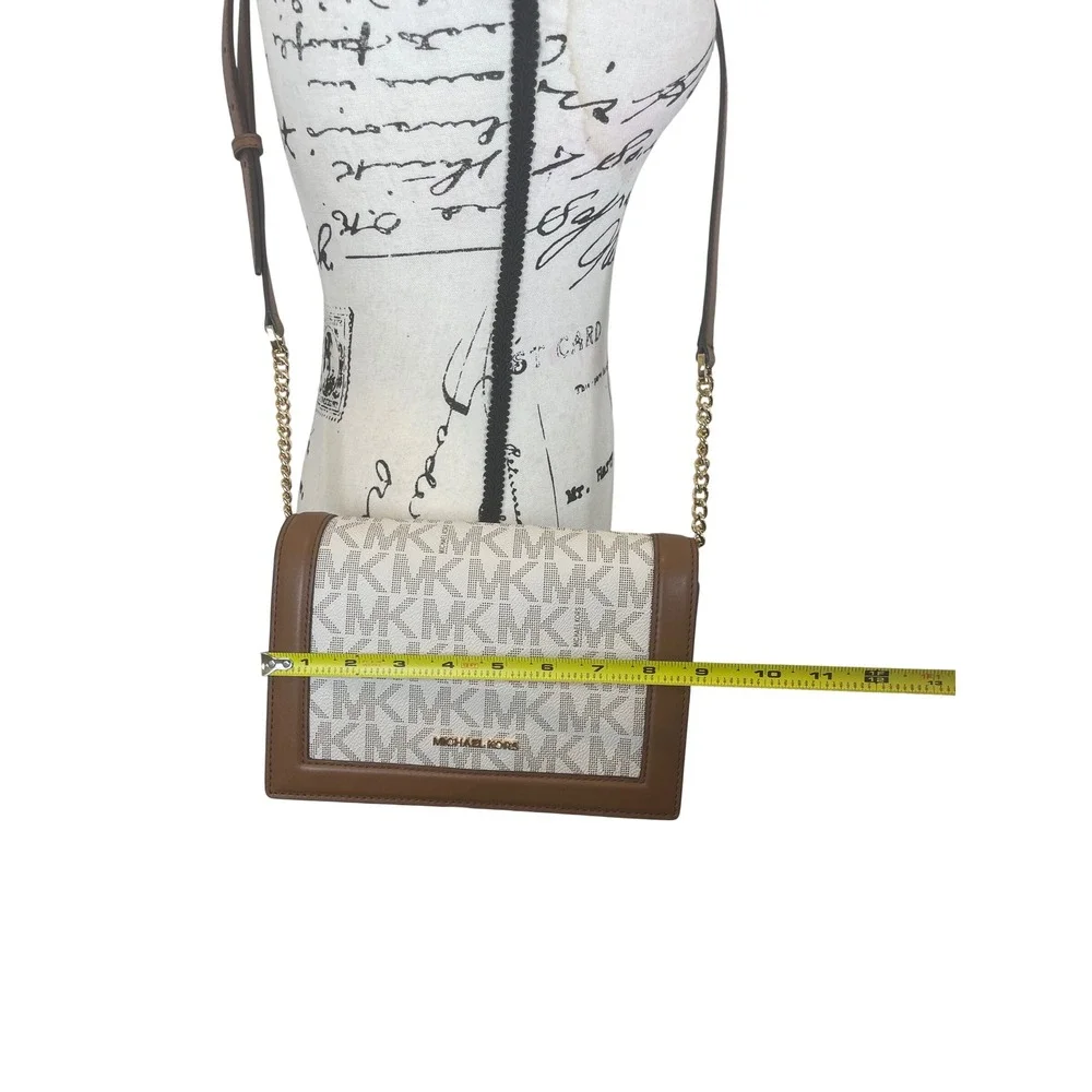 Michael Kors Jet Set Full Flap‎ Chain Crossbody Bag Monogram Oatmeal core